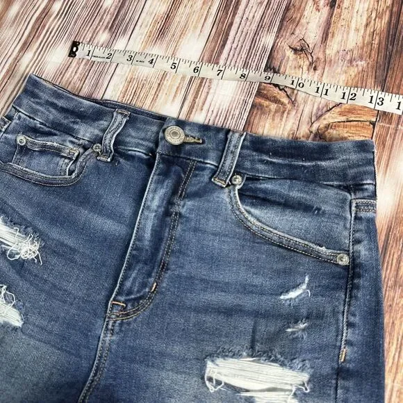 American Eagle CURVY HI RISE SHORTIE Size 4 Denim Cut Off Jean Micro Shorts 26x2 - Picture 3 of 10